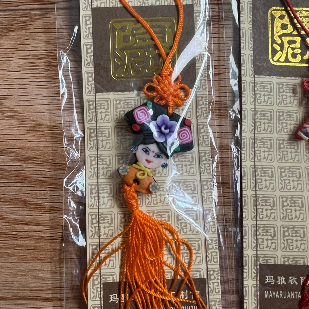 Colorful Chinese Style Ceramic Keychains Set - Picture 2 of 4